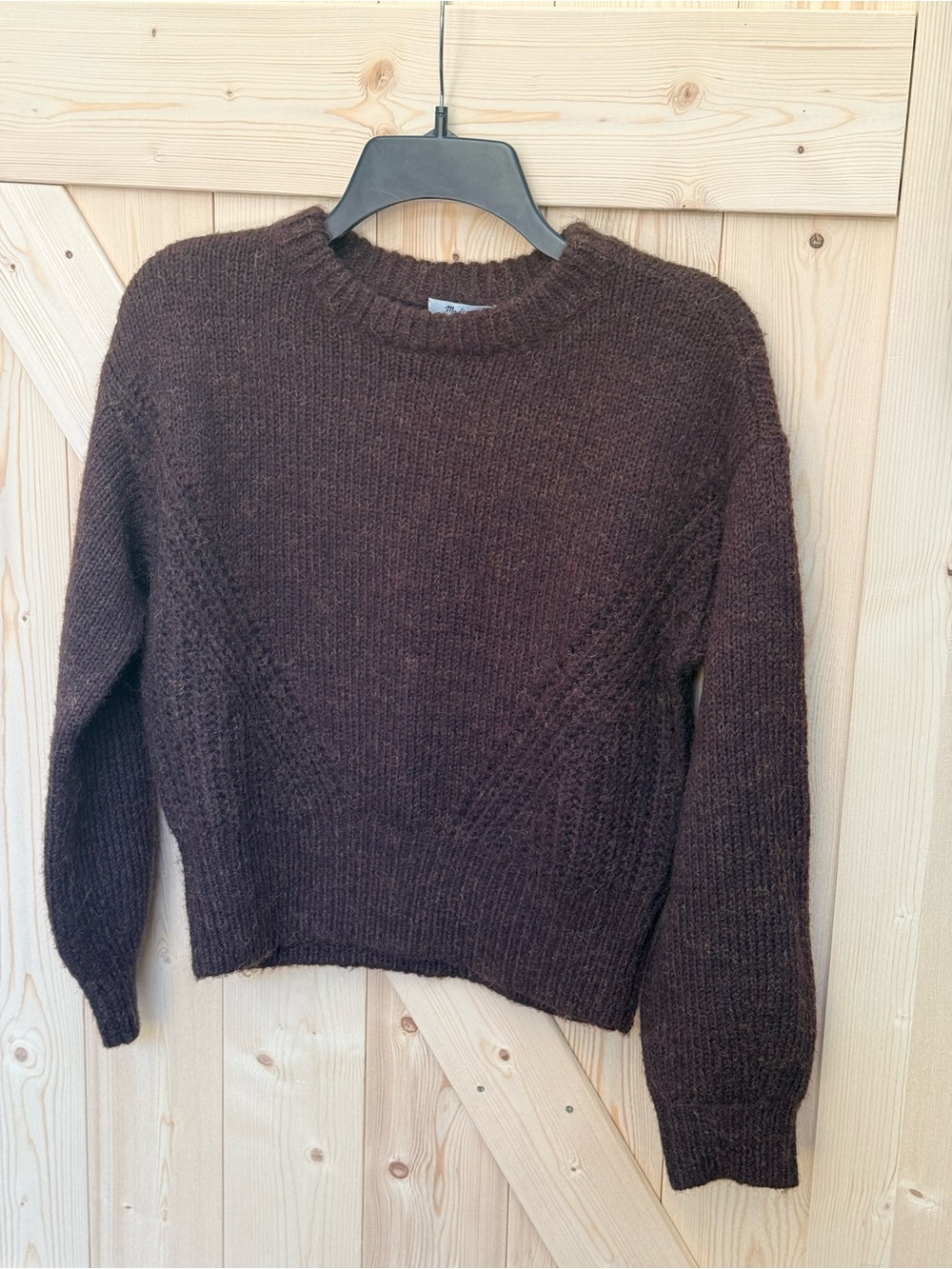 Madewell Chunky Crewneck wool blend Sweater in chocolate Brown